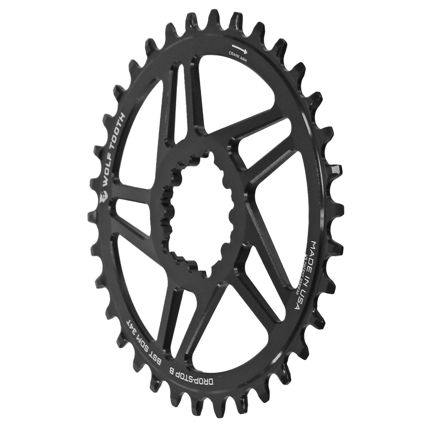 Wolf Tooth Direct Mount 3B Chainring - 34t, Drop-Stop B, 3mm Offset, Black
